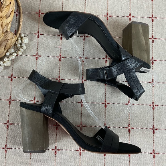 Splendid “Miller” Heeled Sandals Black Leather Block Heel Strappy Shoe Sz 6 - Picture 6 of 9